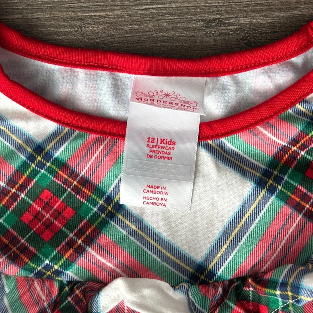 Wonder Nation Kids Plaid Christmas‎ Holiday Pajama Dress Size 12